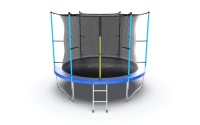 Батут EVO JUMP с внутренней сеткой и лестницей, диаметр 10ft (синий) + нижняя сеть